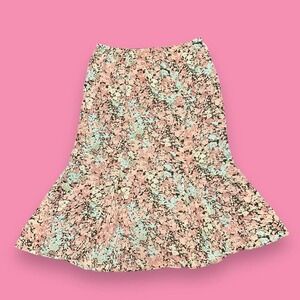 Norton Mcnaughton Vintage Boho Chiffon Floral Panel Lined Midi Skirt Size 8